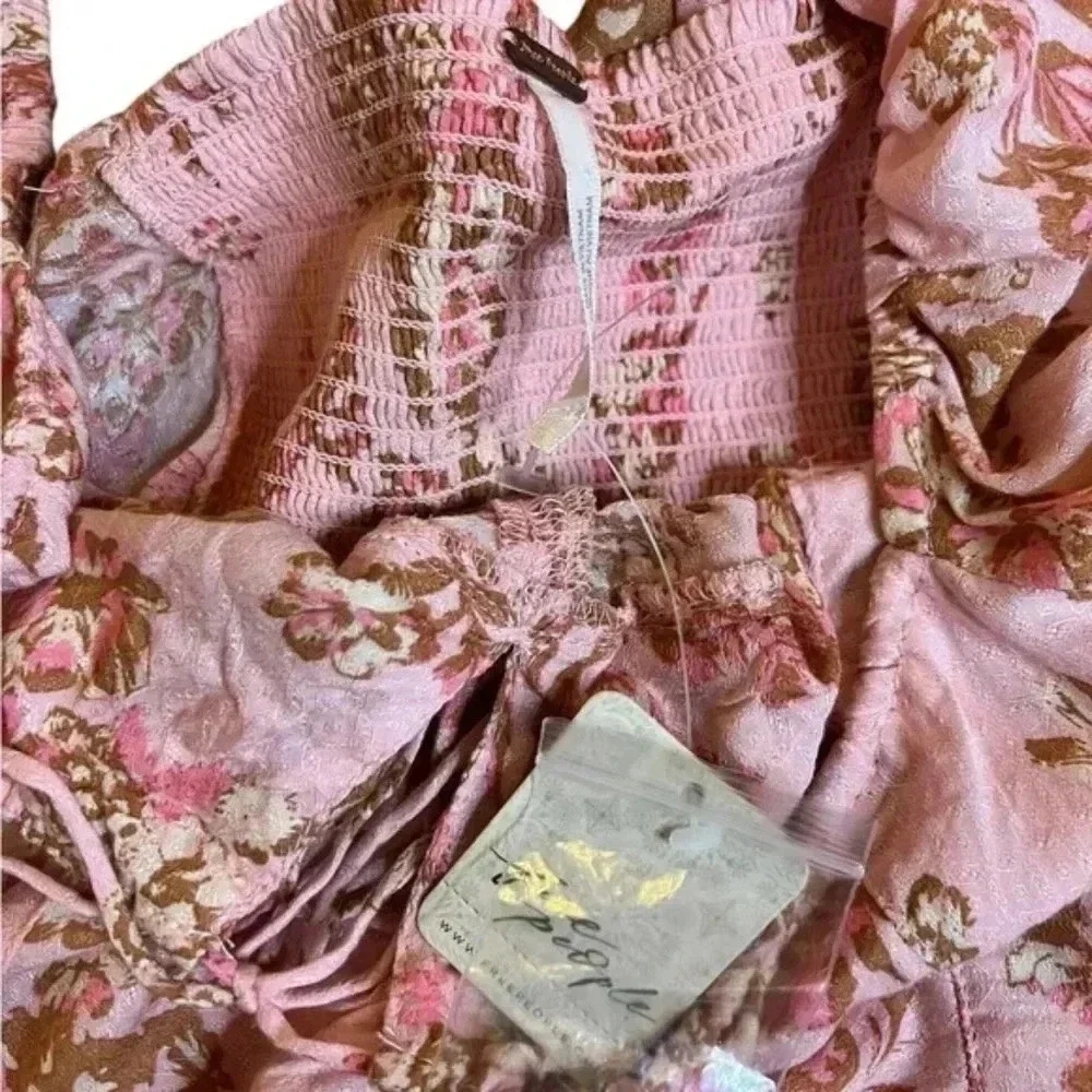 Free People Hilary Floral Crop top pink combo Size Medium